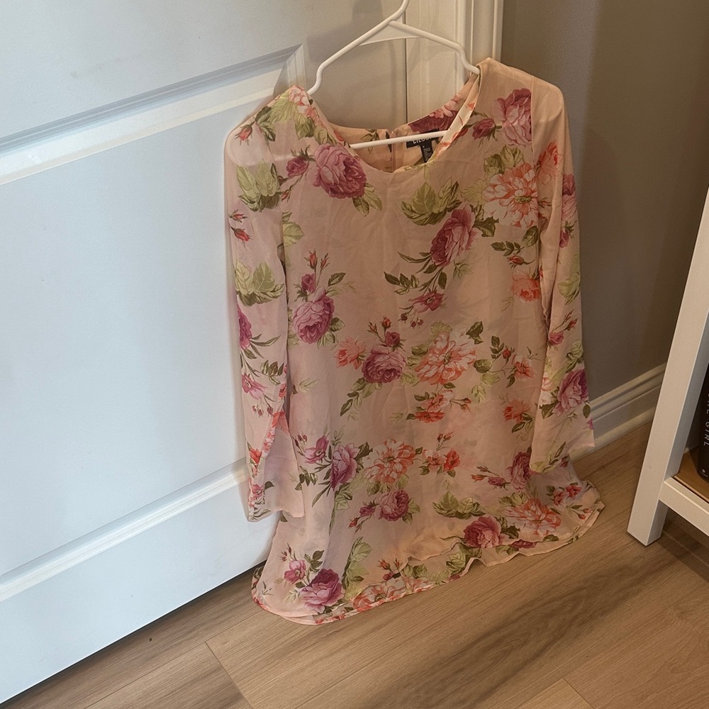 Floral Pink Women's mini dress sheer